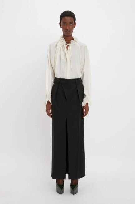 Cropped Long Sleeve Shirt In White