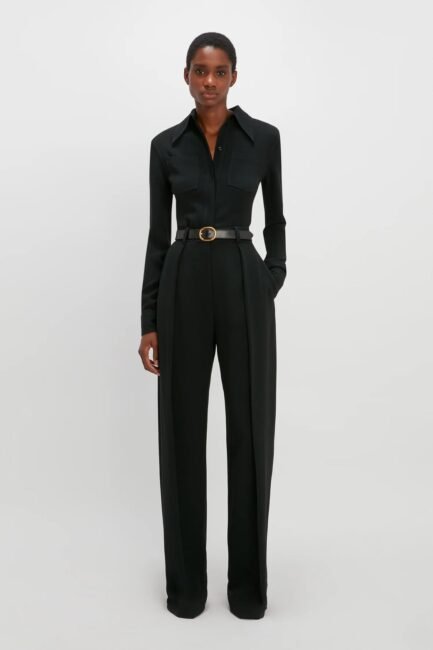 Exclusive Cropped Tuxedo Trouser In Ivory